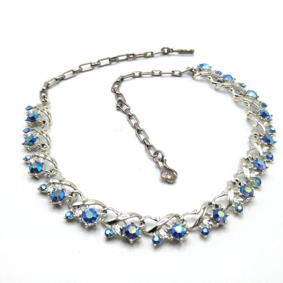 Vintage Star Company Blue Aurora Borealis Choker Necklace, Silver Tone, 17 Inch - Picture 7 of 11
